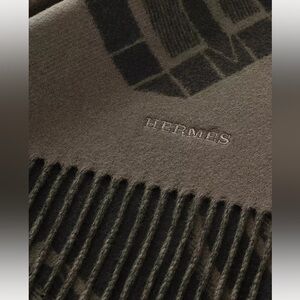 Hermes Cream 
Oversized Fringe Scarf